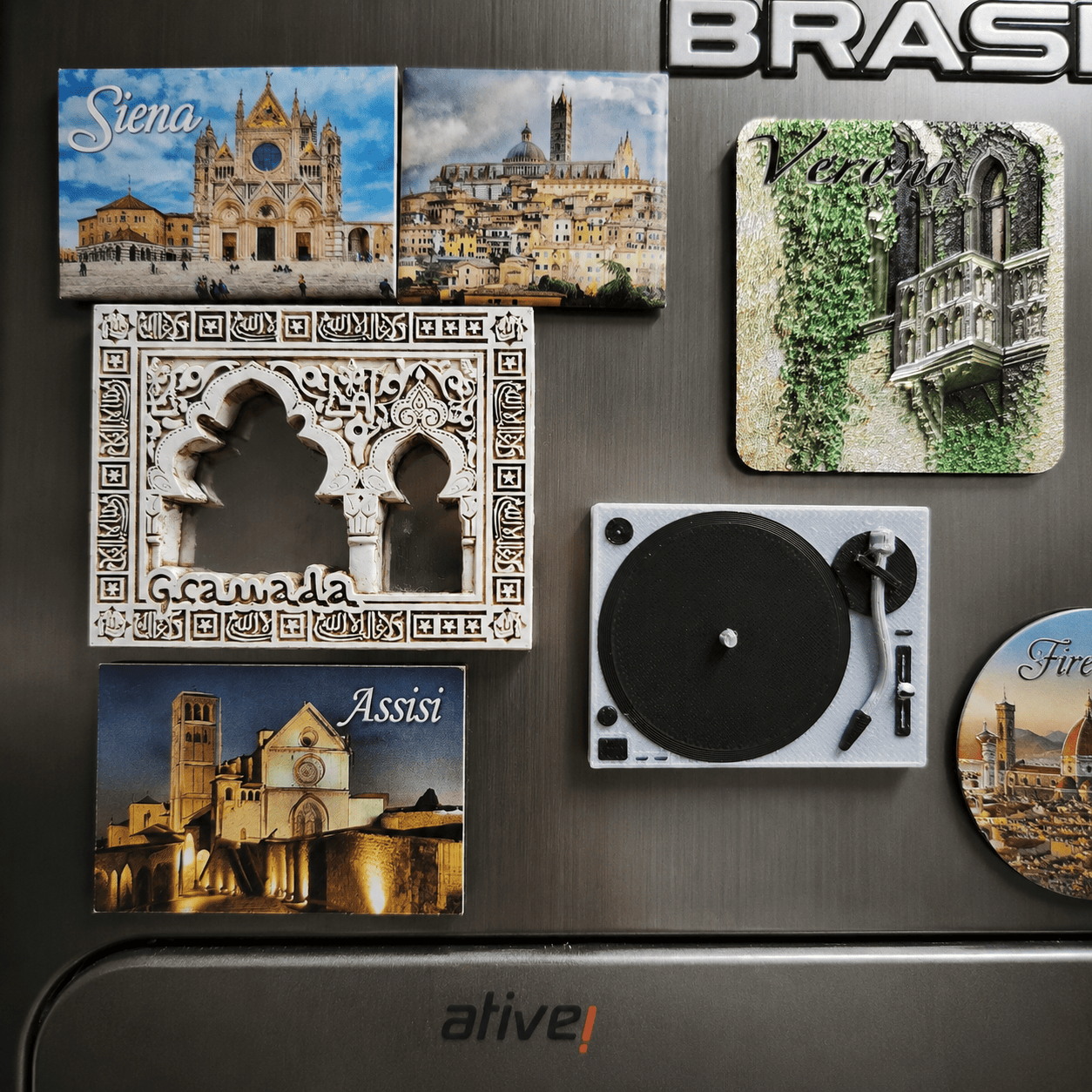 Ímã de Geladeira Mini Toca-discos Vinil3D