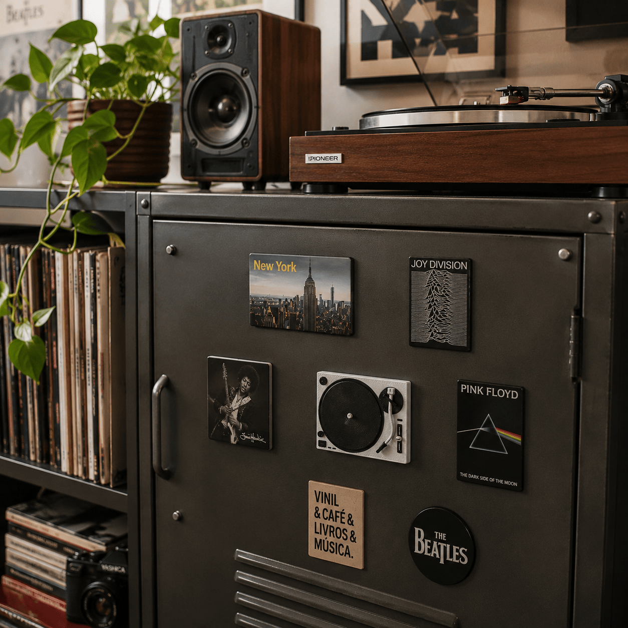 Ímã Mini Toca-discos Vinil3D em ambiente