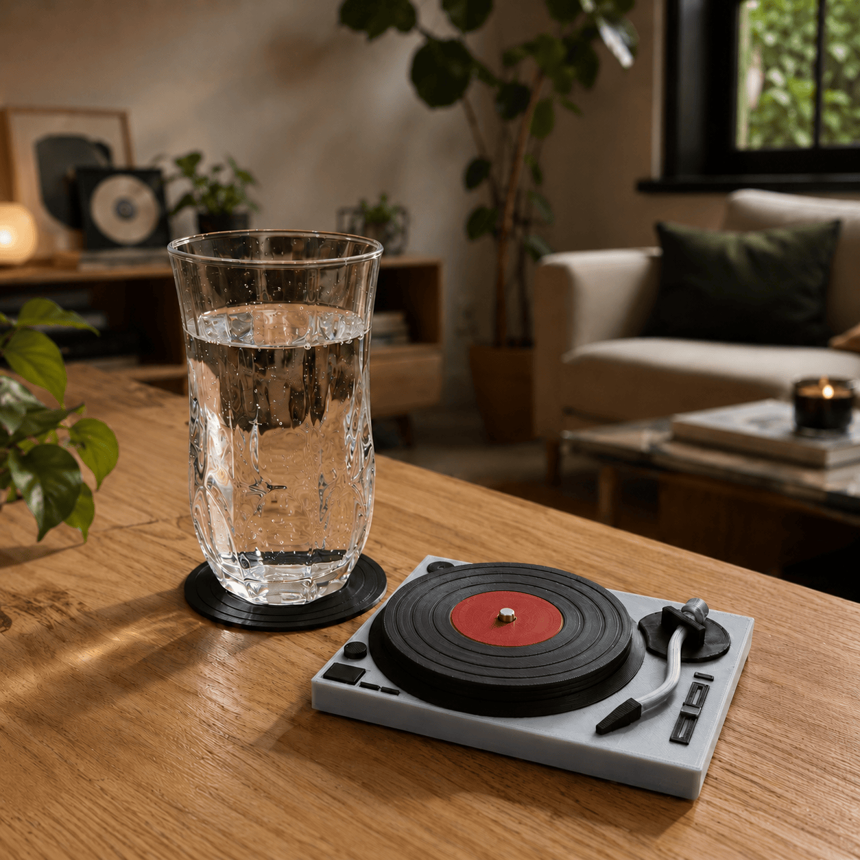 Porta Copos Discos de Vinil e Toca-discos Vinil3D