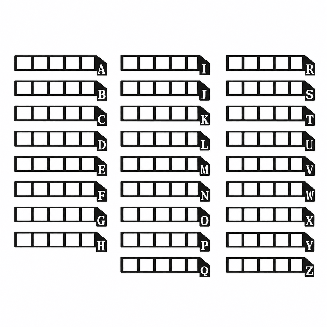 Diagrama do organizador A-Z com dimensões