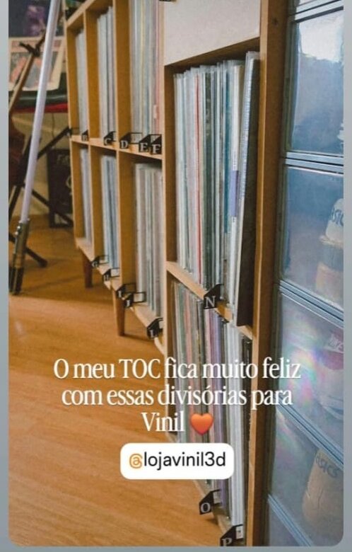 Estante de discos do cliente organizado com divisórias alfabéticas