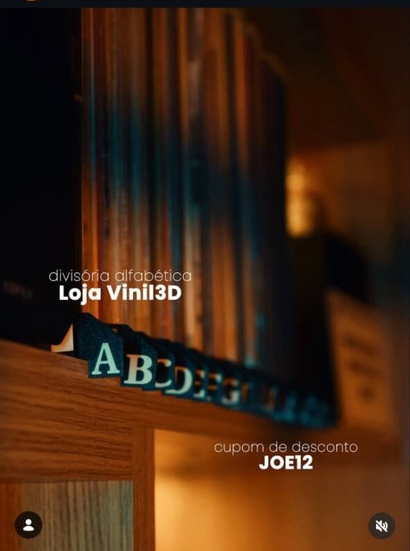 Cantinho do vinil com divisórias alfabéticas e cupom de desconto JOE12